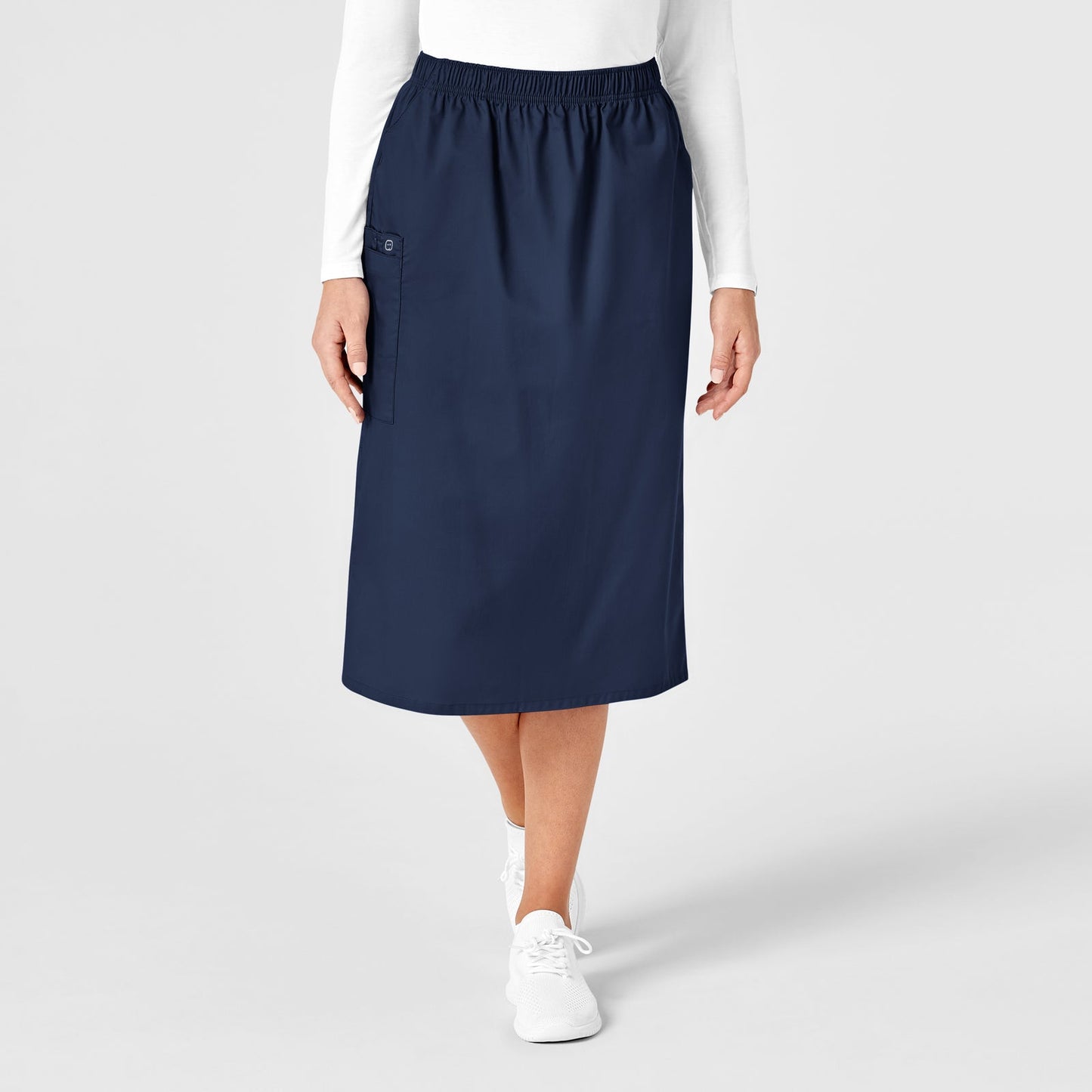 WonderWORK 701 Pull On Cargo Skirt Navy Model Image Front | Wink