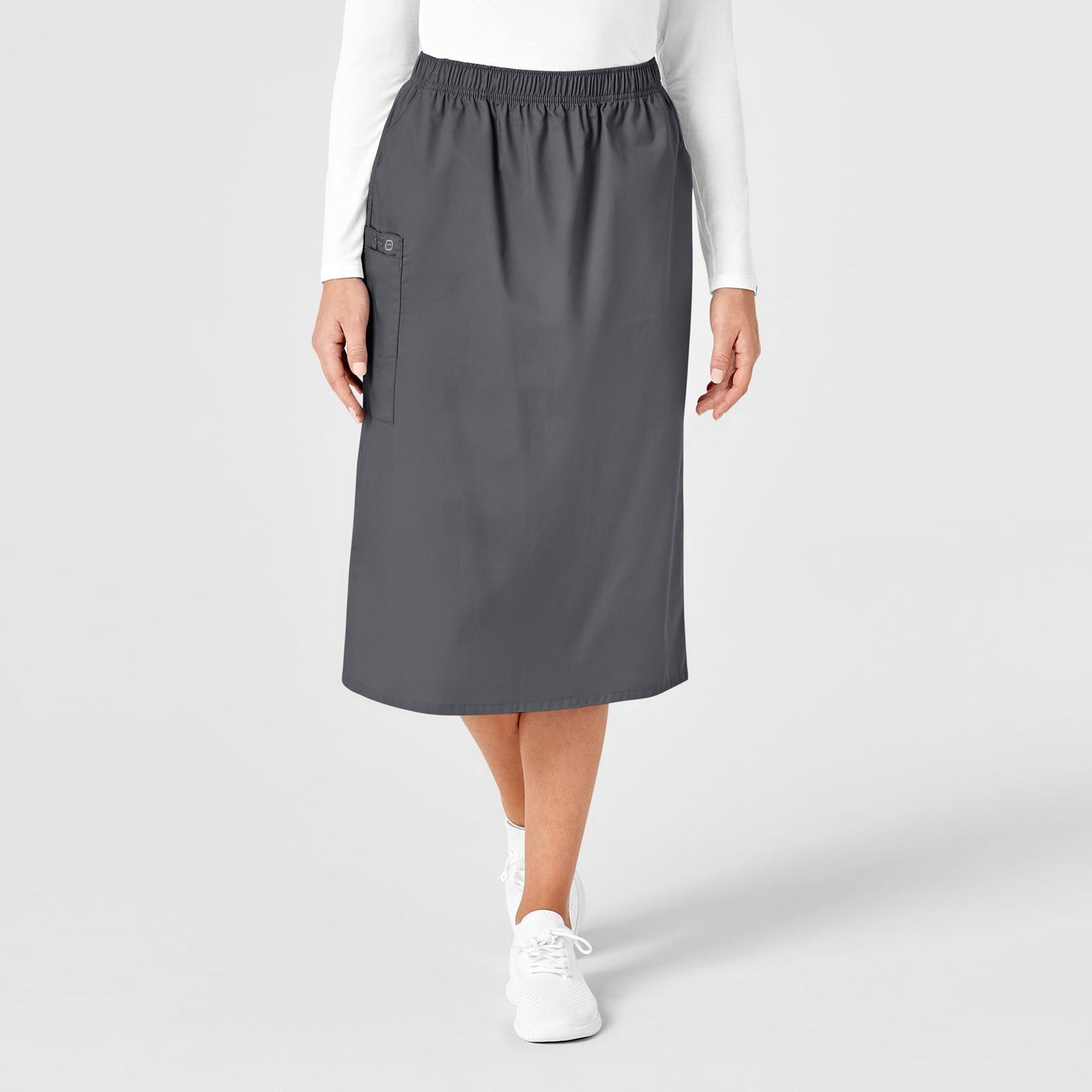 WonderWORK 701 Pull On Cargo Skirt Pewter Model Image Front | Wink