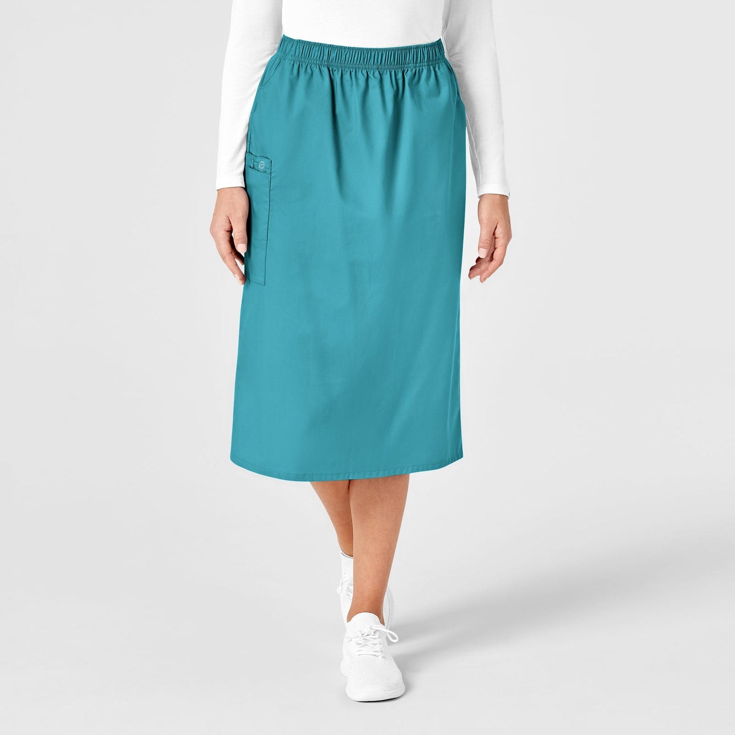 WonderWORK 701 Pull On Cargo Skirt Teal Blue Model Image Front | Wink