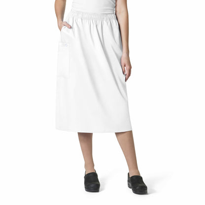 WonderWORK 701 Pull On Cargo Skirt White Model Image Front | Wink