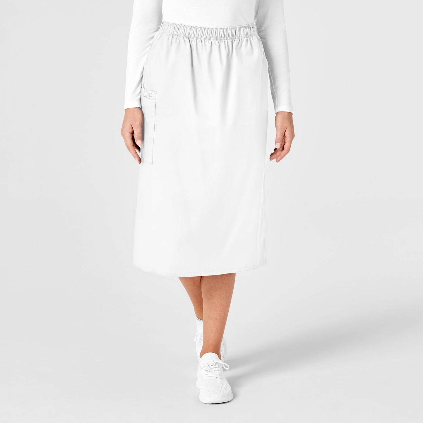 WonderWORK 701 Pull On Cargo Skirt White Model Image Front | Wink