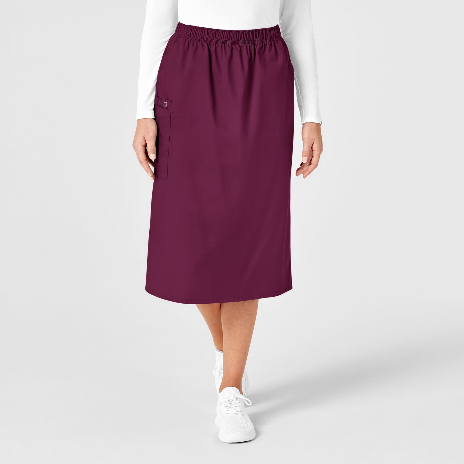 WonderWORK 701 Pull On Cargo Skirt Wine Model Image Front | Wink