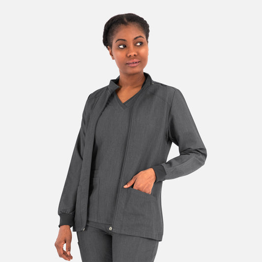 Matrix Pro 7091 Women’s Hi-Collar Warm Up Jacket Heather Grey