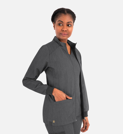 Matrix Pro 7091 Women’s Hi-Collar Warm Up Jacket Heather Grey