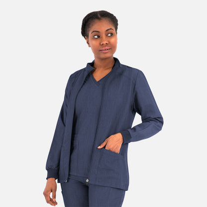 Matrix Pro 7091 Women’s Hi-Collar Warm Up Jacket Heather Navy