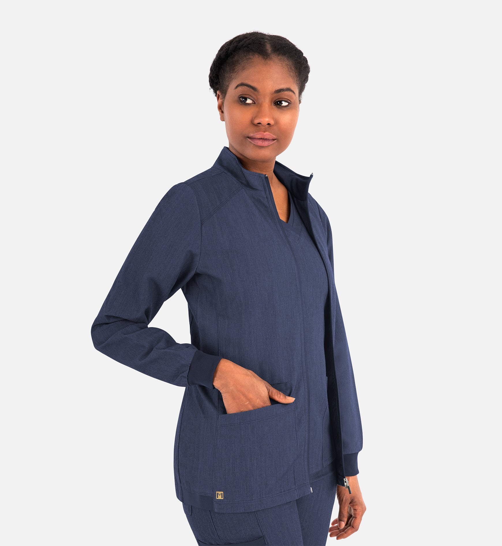 Matrix Pro 7091 Women’s Hi-Collar Warm Up Jacket Heather Navy