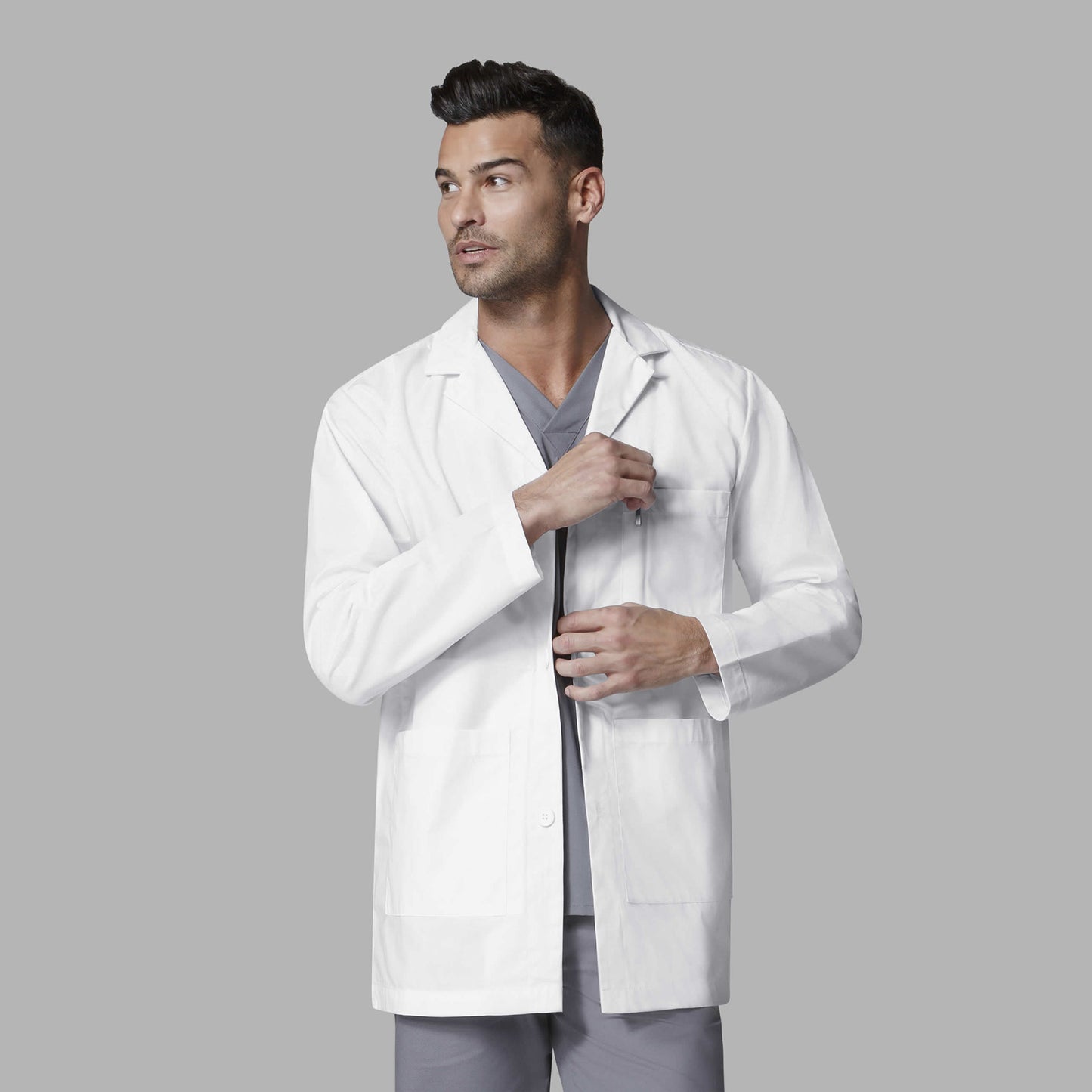 WonderLAB 7102 Men's Consultation Coat White Model Image Front | Wink