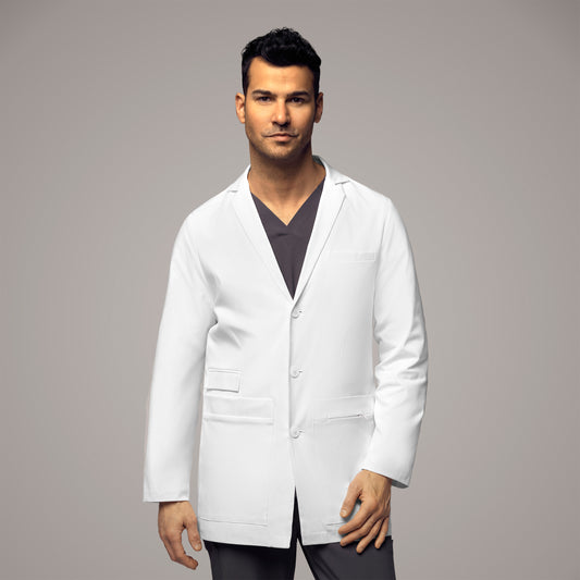 Slate 7172 Men's 34 Inch Doctors Coat White Model Image Front | Wink