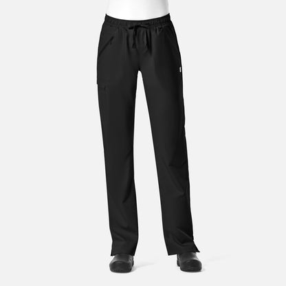 EON 7308 Women's Full Elastic Zipper Pocket Cargo Pant Black