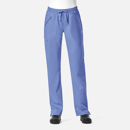 EON 7308 Women's Full Elastic Zipper Pocket Cargo Pant Ceil Blue
