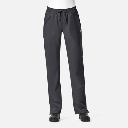 EON 7308 Women's Full Elastic Zipper Pocket Cargo Pant Charcoal