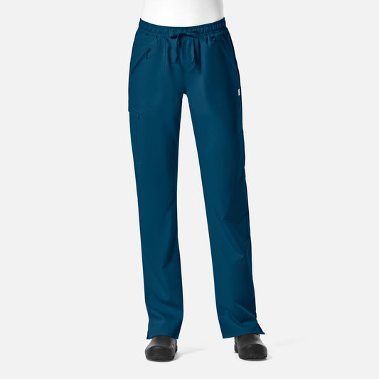 EON 7308 Women's Full Elastic Zipper Pocket Cargo Pant Caribbean Blue