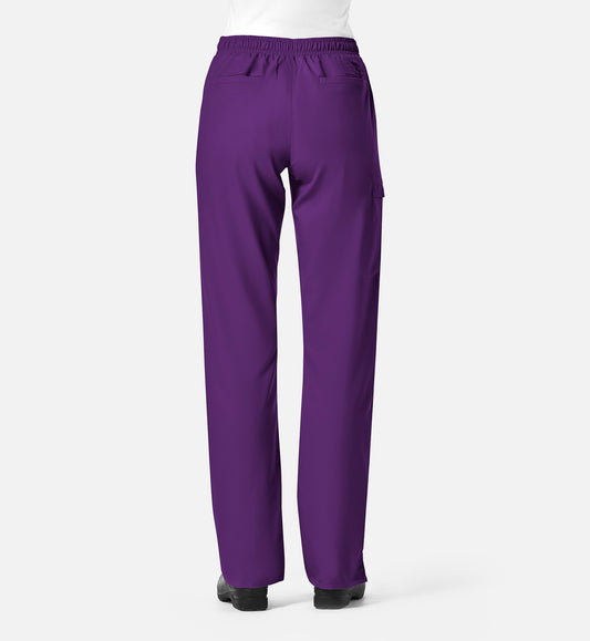 EON 7308 Women's Full Elastic Zipper Pocket Cargo Pant Eggplant