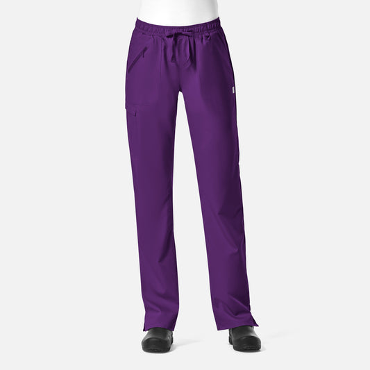 EON 7308 Women's Full Elastic Zipper Pocket Cargo Pant Eggplant