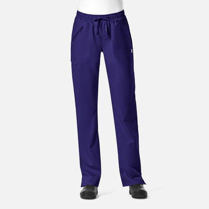 EON 7308 Women's Full Elastic Zipper Pocket Cargo Pant Grape