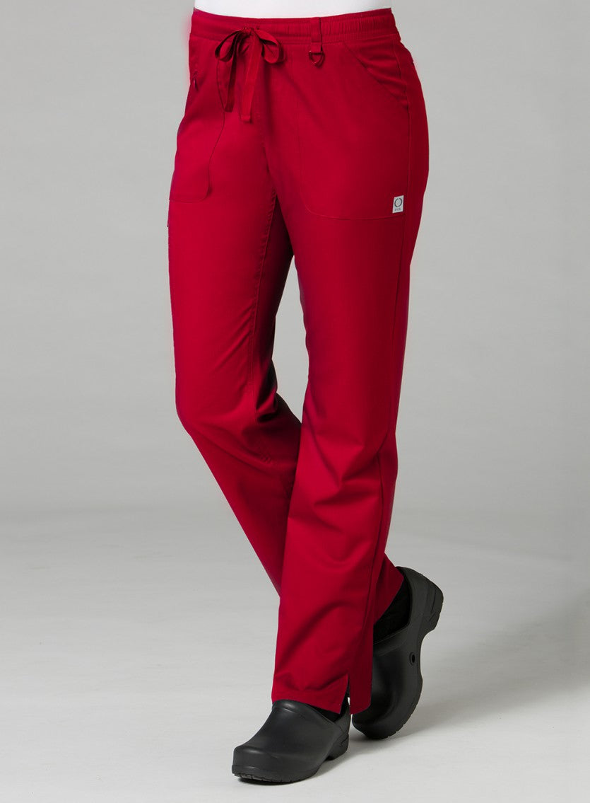 EON 7308 Women’s Full Elastic Zipper Pocket Cargo Pant Red