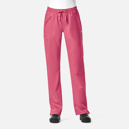 EON 7308 Women's Full Elastic Zipper Pocket Cargo Pant Strawberry Pink