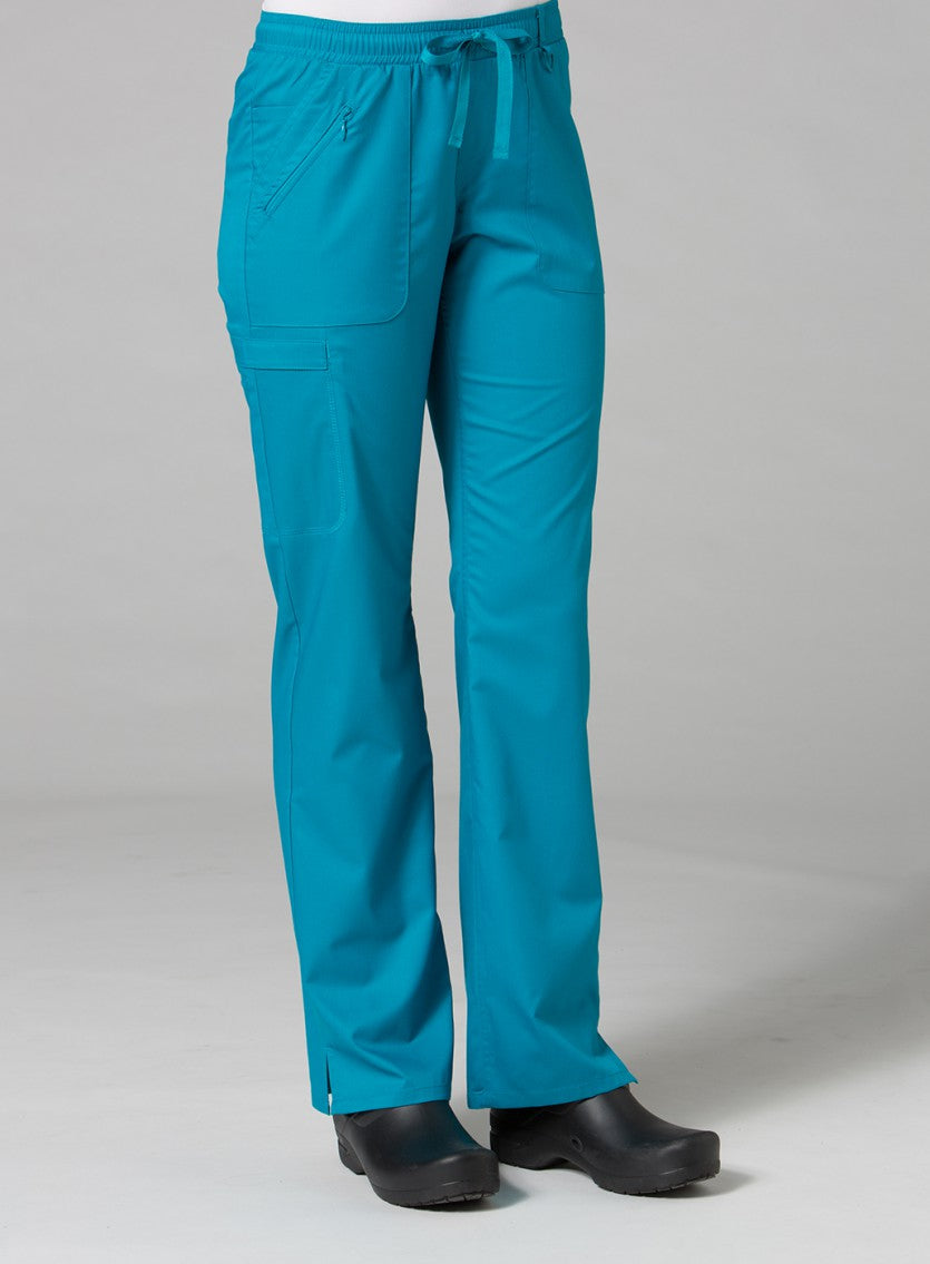 EON 7308 Women’s Full Elastic Zipper Pocket Cargo Pant Teal Blue