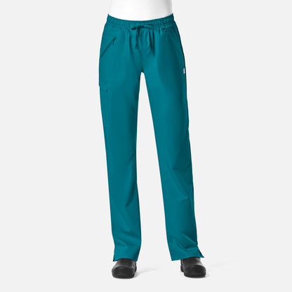 EON 7308 Women's Full Elastic Zipper Pocket Cargo Pant Teal Blue