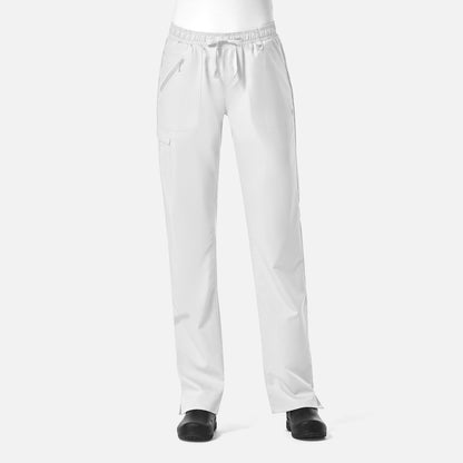EON 7308 Women's Full Elastic Zipper Pocket Cargo Pant White