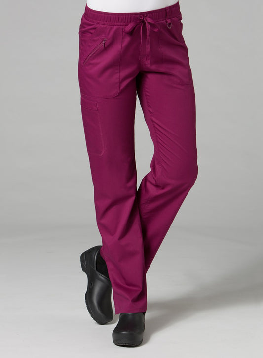 EON 7308 Women’s Full Elastic Zipper Pocket Cargo Pant Wine