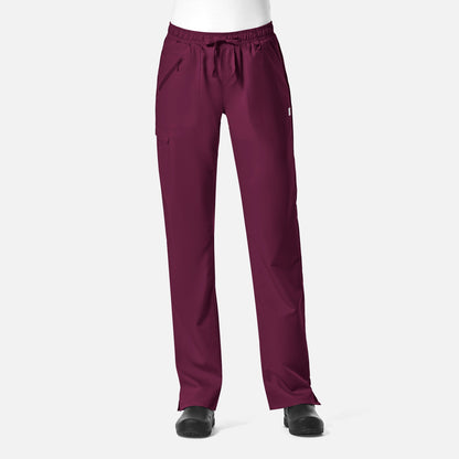 EON 7308 Women's Full Elastic Zipper Pocket Cargo Pant Wine
