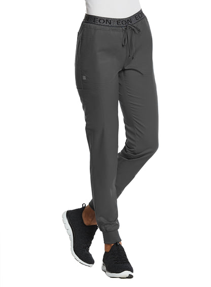 EON Sport 7378 Women's Full Elastic Logo Waist Jogger Charcoal