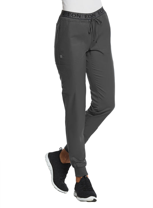 EON Sport 7378 Women’s Full Elastic Logo Waist Jogger Charcoal