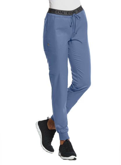 EON Sport 7378 Women's Full Elastic Logo Waist Jogger Infinity Blue