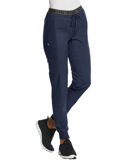 EON Sport 7378 Women's Full Elastic Logo Waist Jogger Navy