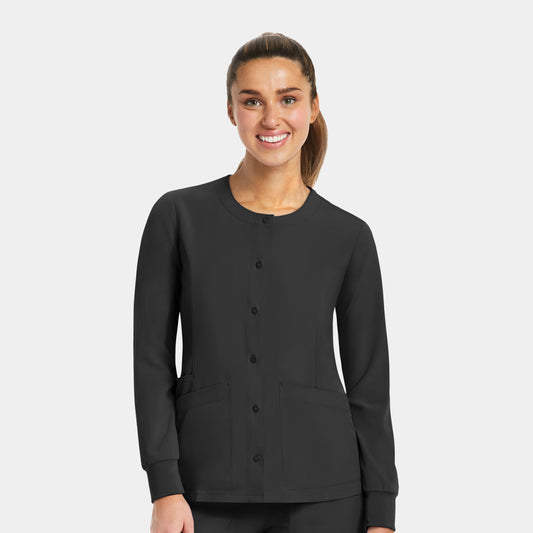 Matrix Impulse 7510 Women&#039;s Round Neck Snap Button Jacket Black