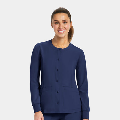 Matrix Impulse 7510 Women&#039;s Round Neck Snap Button Jacket Navy