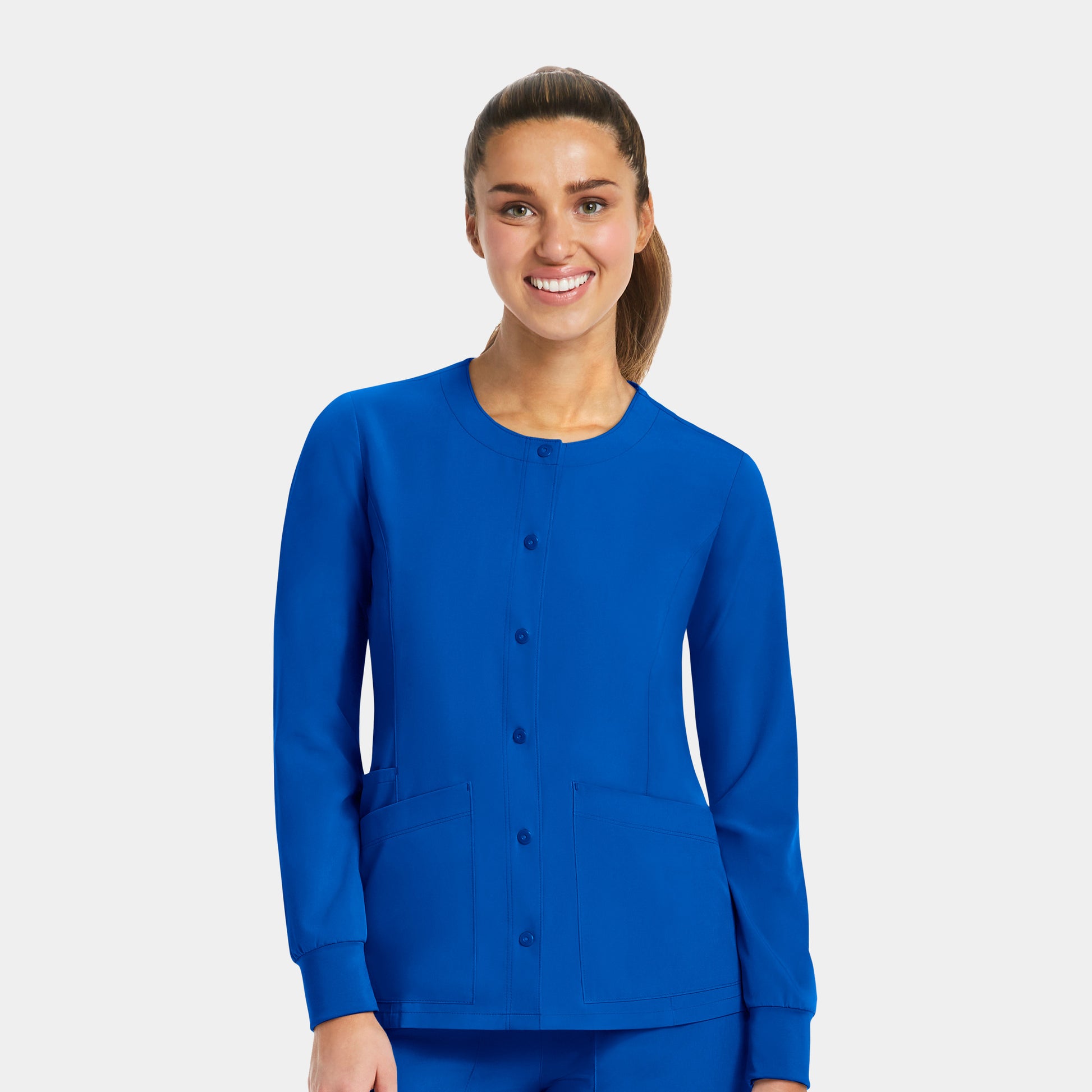 Matrix Impulse 7510 Women&#039;s Round Neck Snap Button Jacket Royal Blue