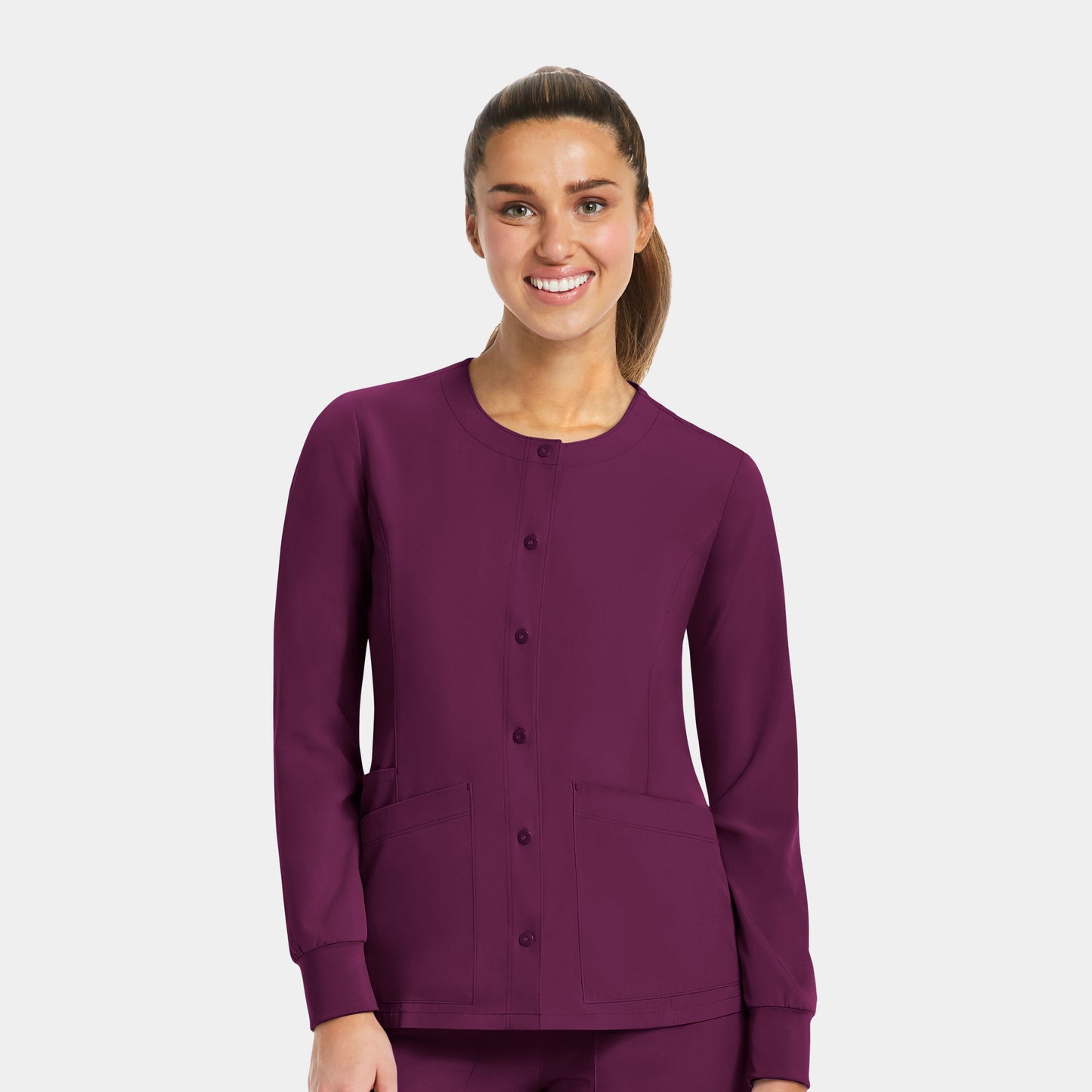 Matrix Impulse 7510 Women&#039;s Round Neck Snap Button Jacket Wine