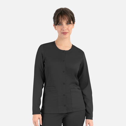 Matrix 7701 Women&#039;s Round Neck Snap Jacket Black