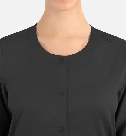 Matrix 7701 Women&#039;s Round Neck Snap Jacket Black