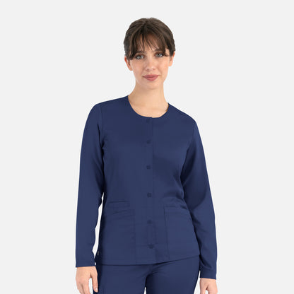 Matrix 7701 Women&#039;s Round Neck Snap Jacket Navy