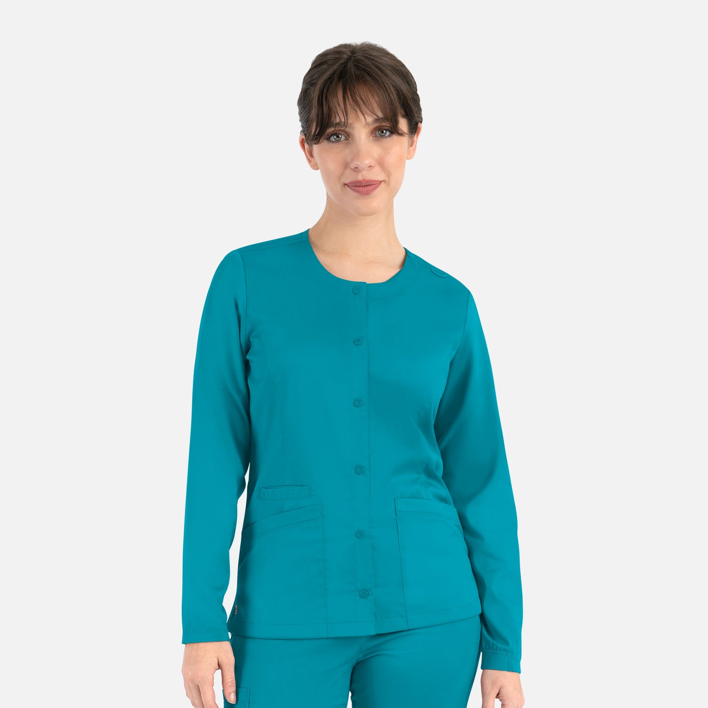 Matrix 7701 Women&#039;s Round Neck Snap Jacket Teal