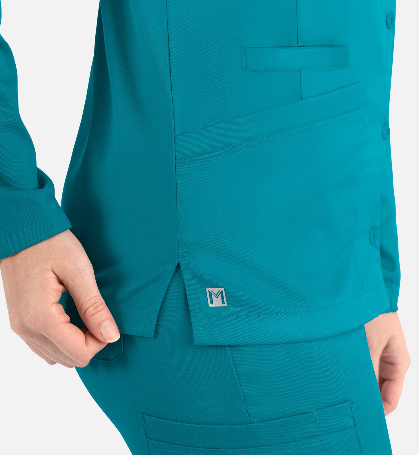 Matrix 7701 Women&#039;s Round Neck Snap Jacket Teal