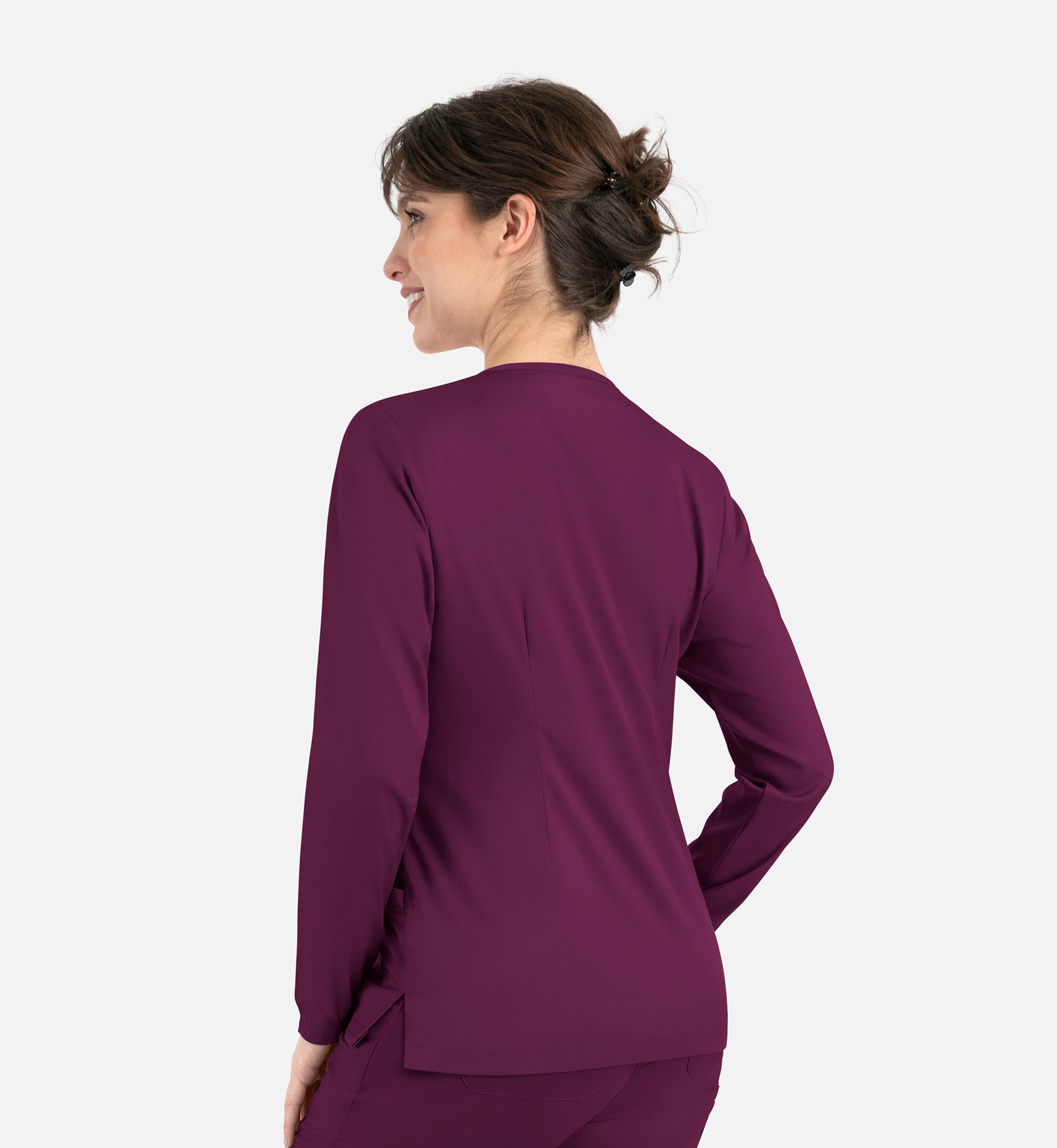 Matrix 7701 Women&#039;s Round Neck Snap Jacket Wine