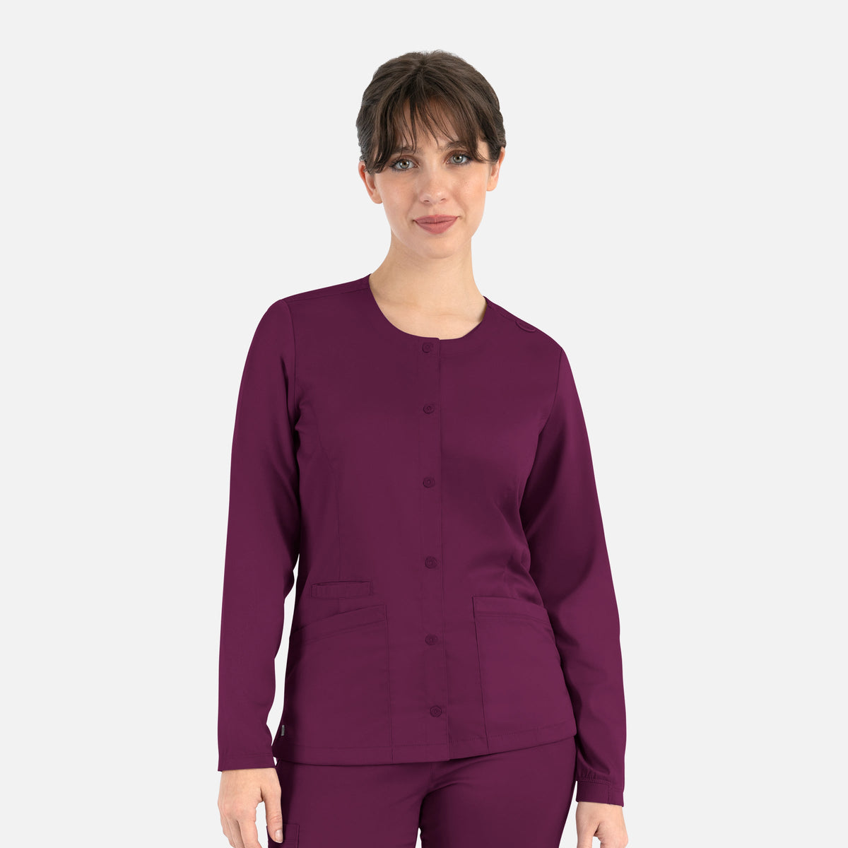 Matrix 7701 Women's Round Neck Snap Jacket Wine