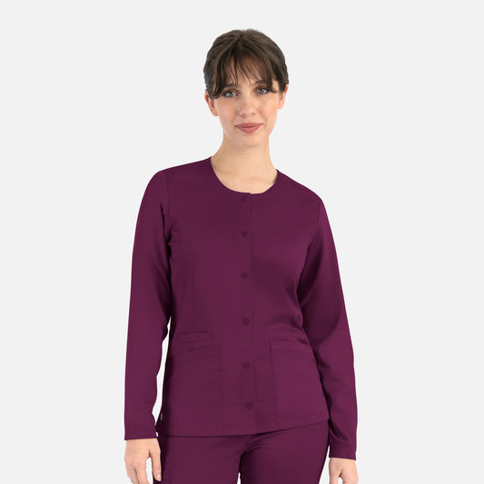 Matrix 7701 Women's Round Neck Snap Jacket Wine