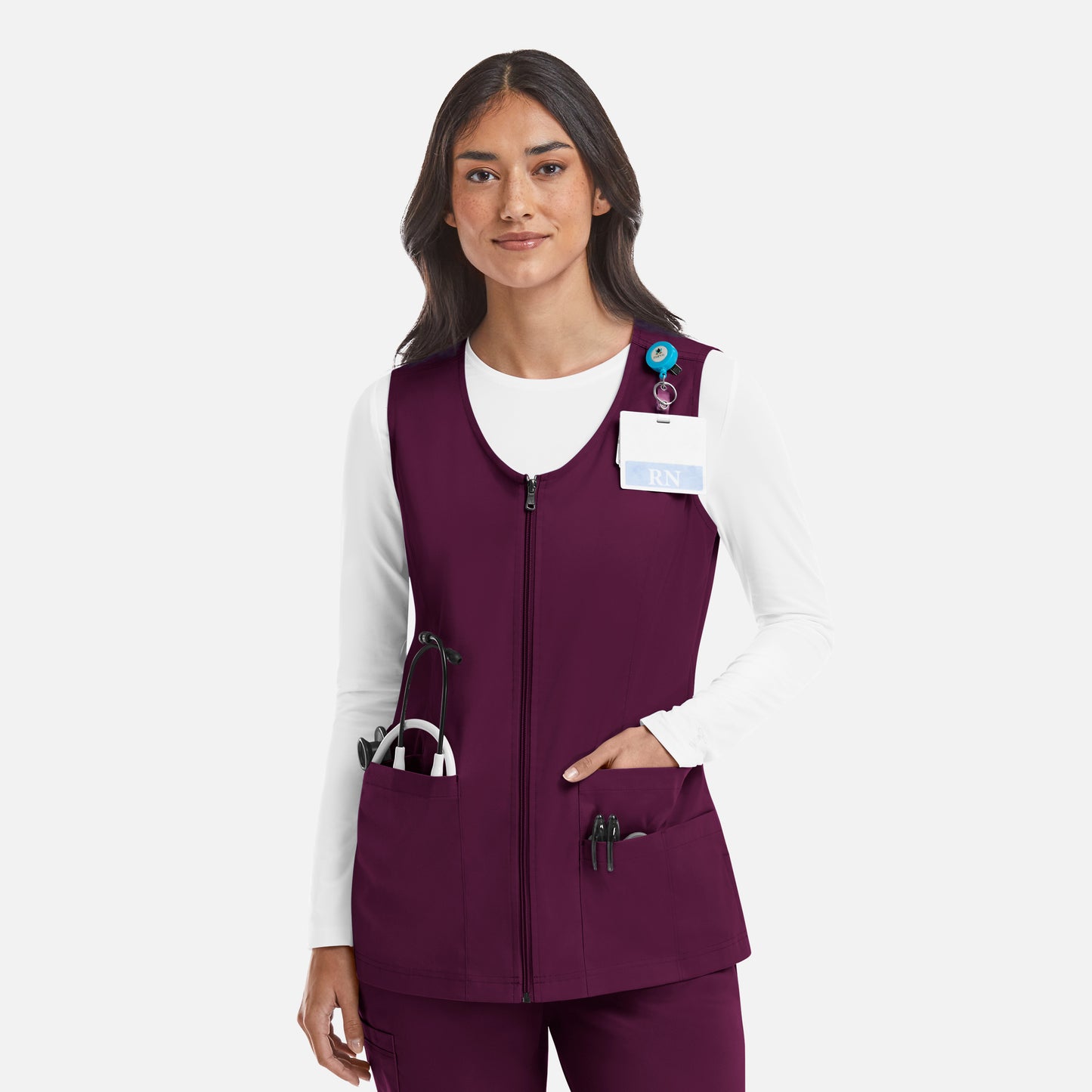 Matrix 7711 Women’s V-Neck Zip Front Vest Wine