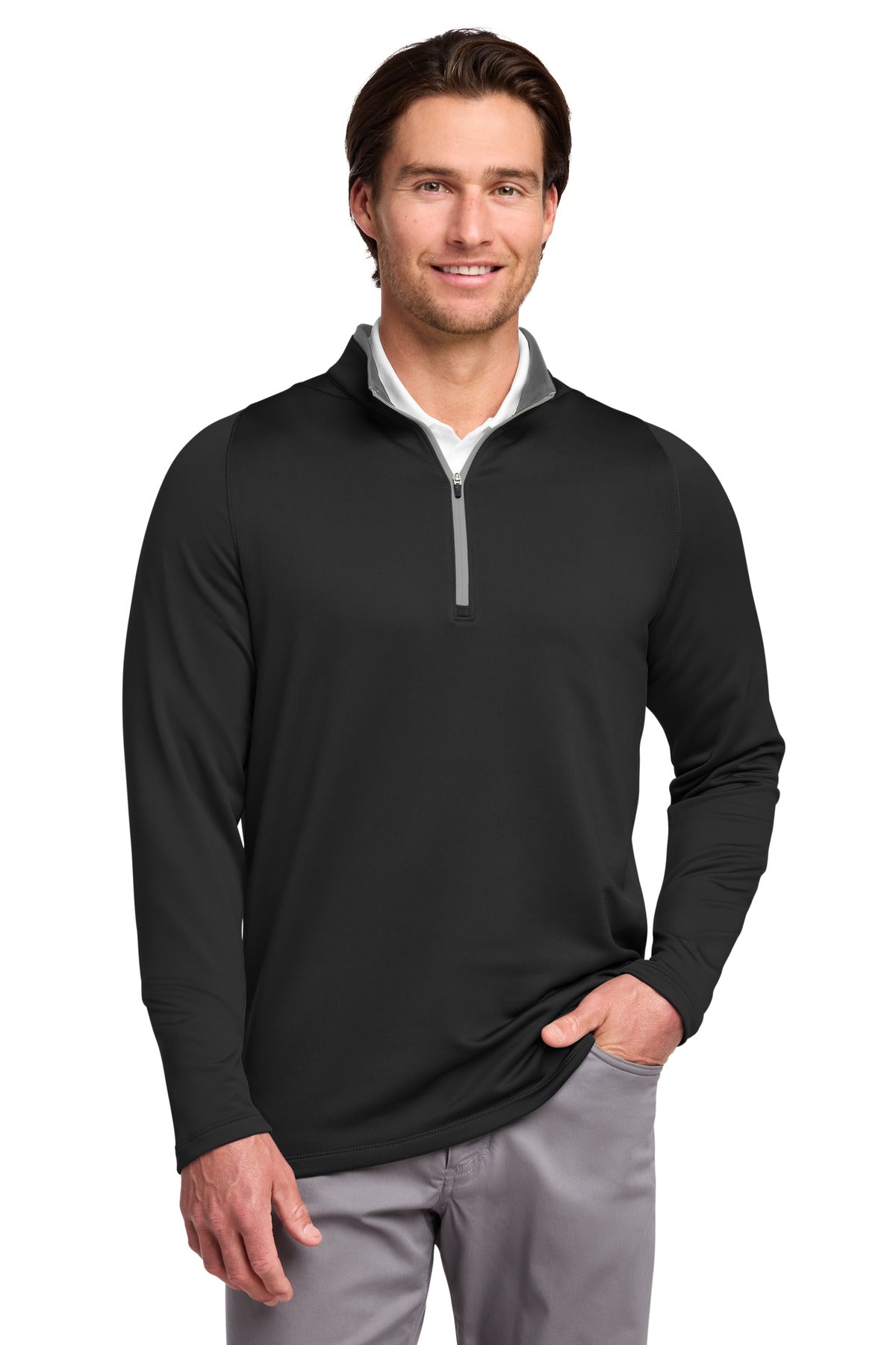 Nike Dri-FIT Stretch 1/2-Zip Cover-Up 779795 Black/ Dark Grey