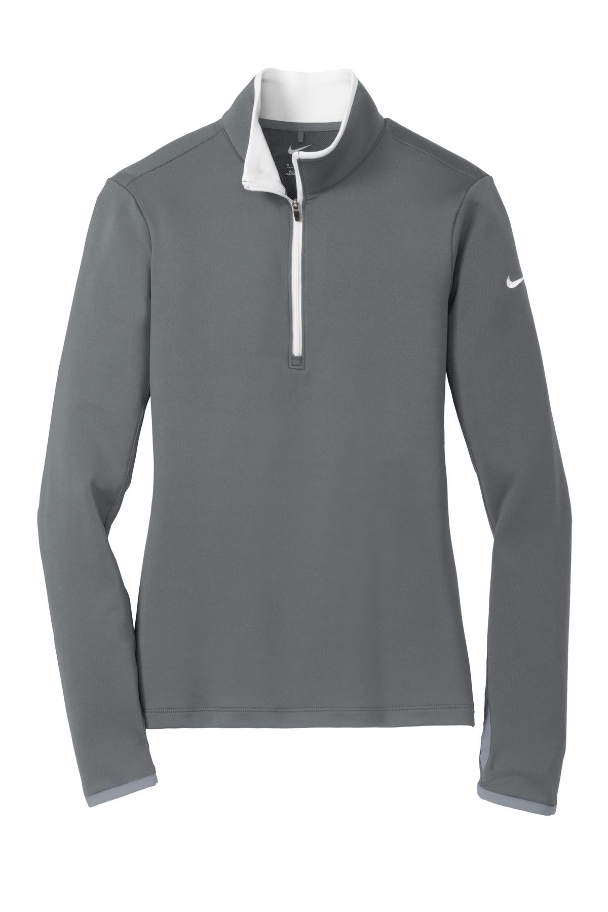 Nike Women's Dri-FIT Stretch 1/2-Zip Cover-Up 779796 Dark Grey/ White