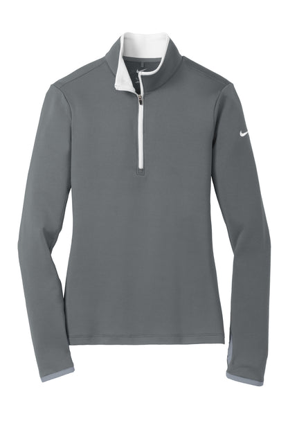 Nike Women's Dri-FIT Stretch 1/2-Zip Cover-Up 779796 Dark Grey/ White