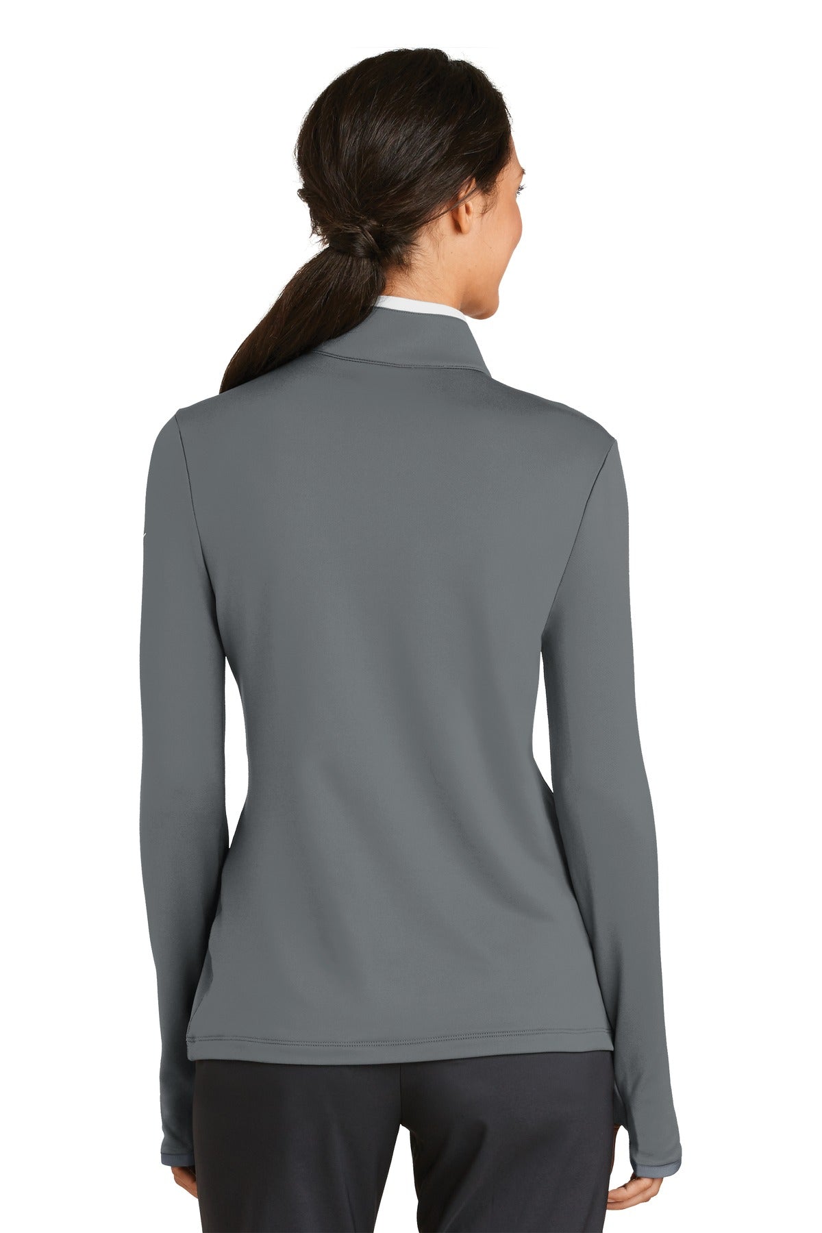 Nike Women's Dri-FIT Stretch 1/2-Zip Cover-Up 779796 Dark Grey/ White