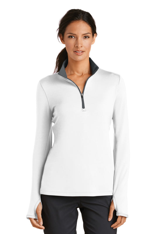 Nike Women's Dri-FIT Stretch 1/2-Zip Cover-Up. 779796 White/ Dark Grey
