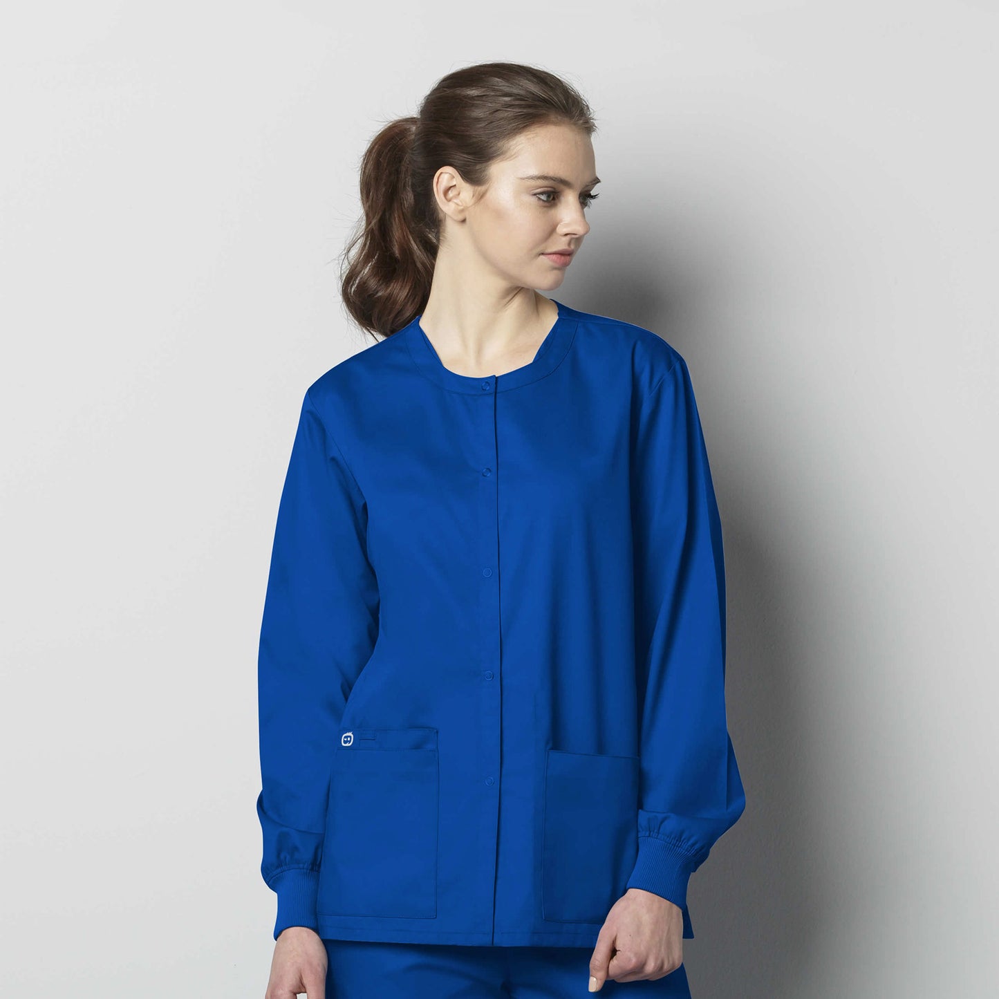 WonderWORK 800 Unisex Snap Front Jacket Royal Model Image Front | Wink