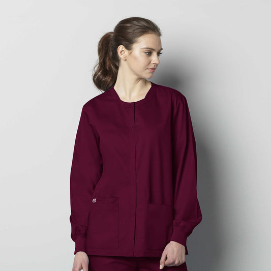 WonderWORK 800 Unisex Snap Front Jacket Wine Model Image Front | Wink